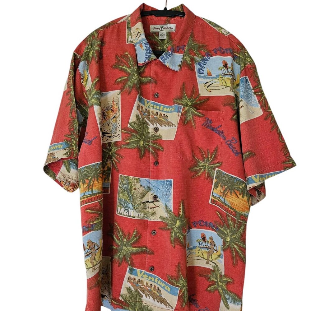 Tommy Bahama Men's Tropical Print short sleeve Red Vacation Shirt size XL